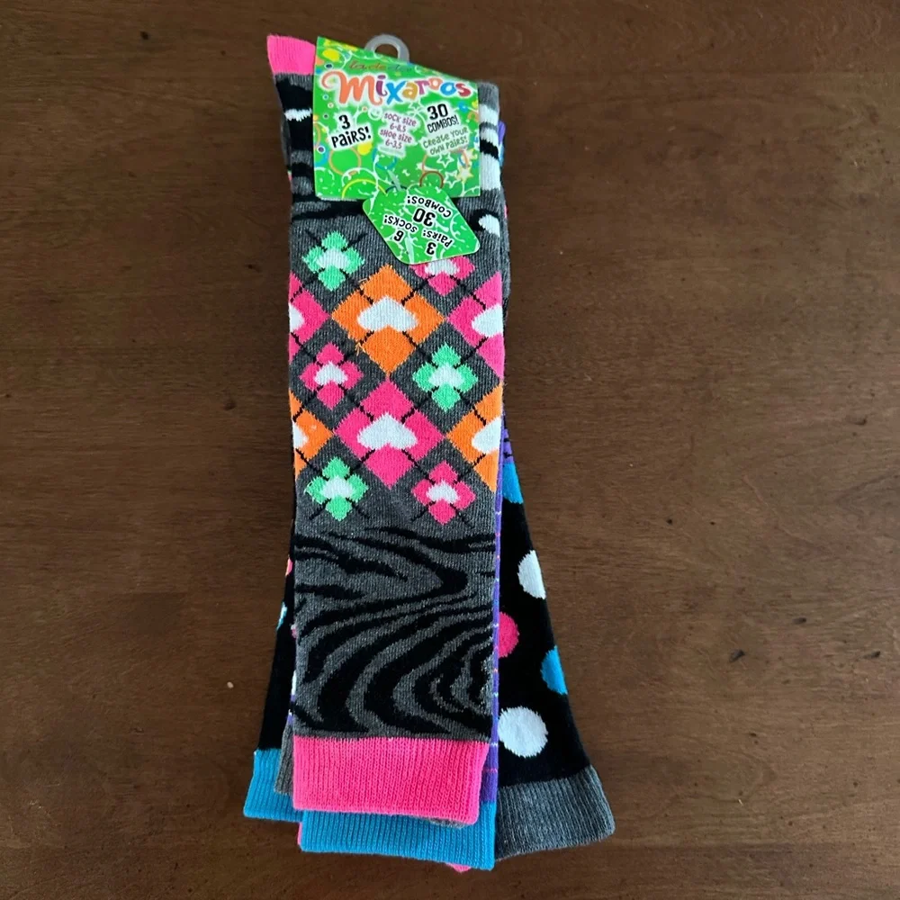 3 pairs Mixaroos vibrant knee high socks